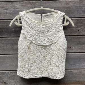 Alice + Olivia Cream Lace Top